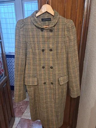 Abrigo Zara cuadros marrones y verdes