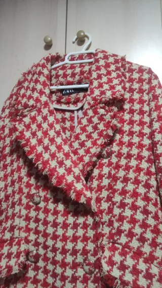 Chaqueta Estilo Tweed ZARA - Estampado Houndstooth