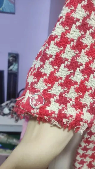 Chaqueta Estilo Tweed ZARA - Estampado Houndstooth