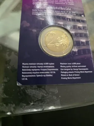 Moneda 2 euros Maria Callas Coincard