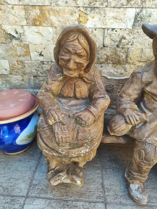 Figuras de piedra artificial pareja de abuelos