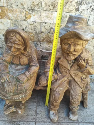 Figuras de piedra artificial pareja de abuelos