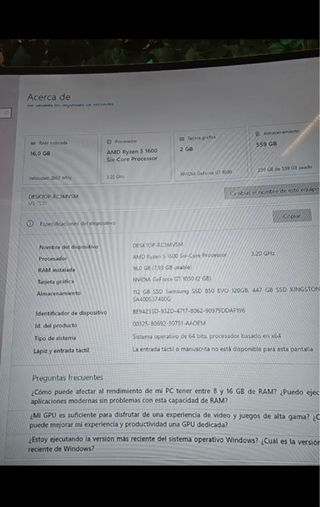 PC Escritorio AMD Ryzen 5 1600 16GB RAM