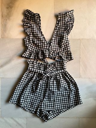 Conjunto Shein cuadros blanco y negro