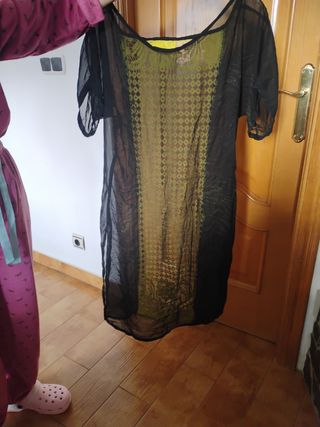 Vestido negro y amarillo talla única