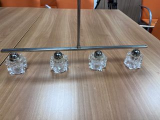 Lámpara techo metal plateado y tulipas vidrio 52cm