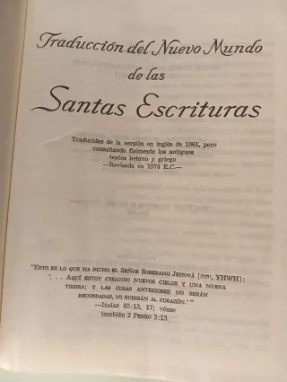 TRADUCCIÓN DEL NUEVO MUNDO DE LAS SANTAS ESCRITURA