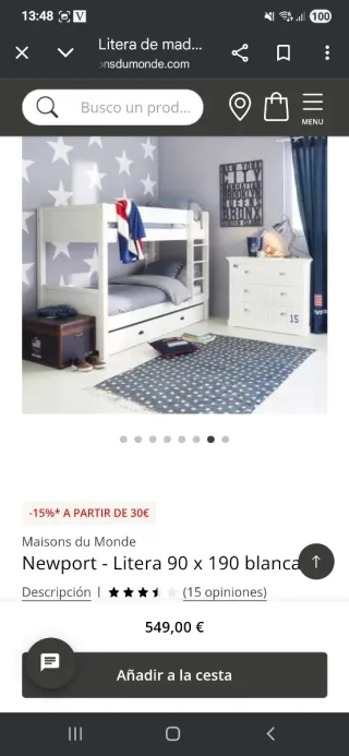 Cama nido Maison du Monde madera blanca