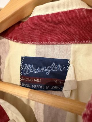 Camicia Wrangler Vintage a Righe Rosse e Beige