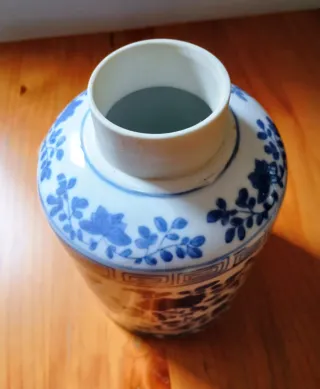 Tibor porcelana china vintage azul y blanco