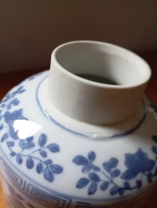 Tibor porcelana china vintage azul y blanco