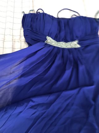 Vestido de fiesta azul morado con plateado