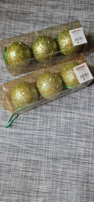 Bolas de Navidad Doradas y Verdes (Set de 6)