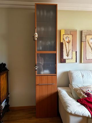 Mueble de salón completo madera y cristal