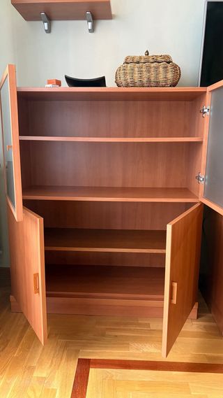 Mueble de salón completo madera y cristal