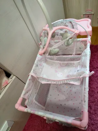Parque Cuna Cambiador Muñecas Rosa