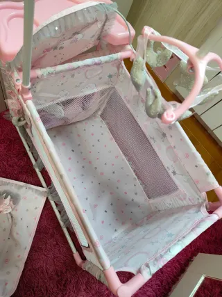 Parque Cuna Cambiador Muñecas Rosa