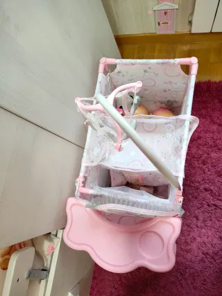 Parque Cuna Cambiador Muñecas Rosa