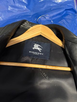 Chaqueta de cuero Burberry Negra