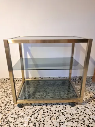 Mesa auxiliar TV cristal y metal