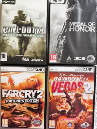 16 VIDEOJUEGOS DVD PC CRIMEN, GUERRA, BELICAS,