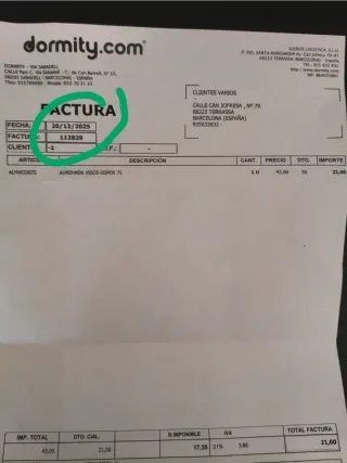 Almohada Copos Visco Dormity