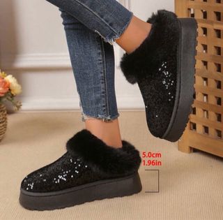 zapatos para invierno negros con lentejuelas