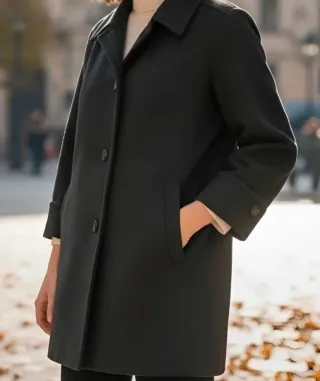 Abrigo clásico vintage paño negro