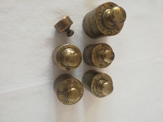 Vecchio Set Pesi Bilancia Ottone Antichi