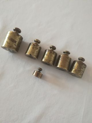 Vecchio Set Pesi Bilancia Ottone Antichi
