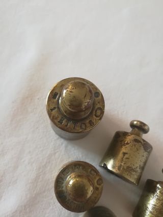 Vecchio Set Pesi Bilancia Ottone Antichi