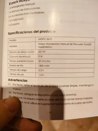 Masajeador Percusión Naipo MGPC-5610