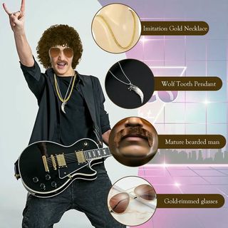 Parrucca Afro Uomo Retrò Anni '70 '80 Marrone Chiaro