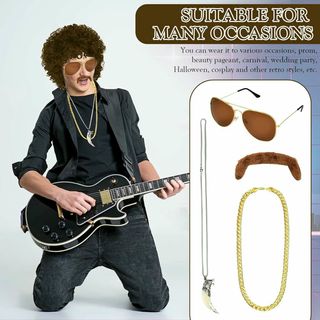 Parrucca Afro Uomo Retrò Anni '70 '80 Marrone Chiaro