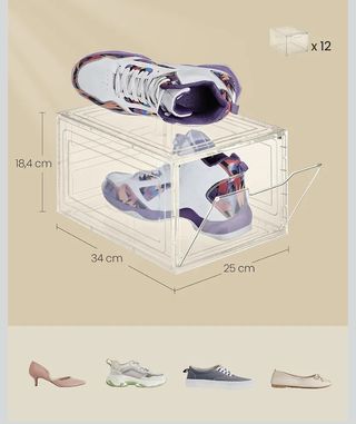 Cajas de zapatos transparentes Songmics 12 unidades, tamaño 44 zapatero