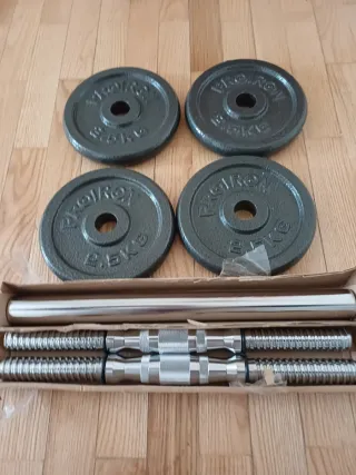 Pesas Proiron 2.5kg x 4 + Barras + Mancuernas