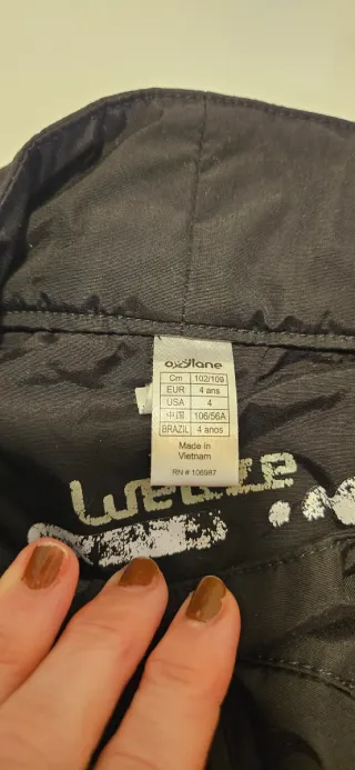 Pantalones de esquí para niño negros. Talla 4-8