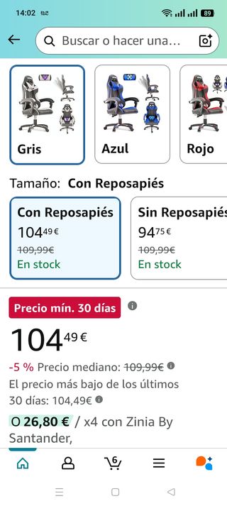 Silla Gaming Negra y Blanca