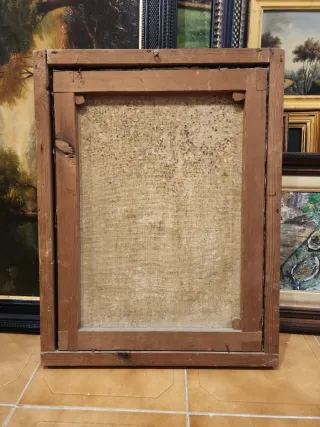 Cuadro santo óleo sobre lienzo antiguo