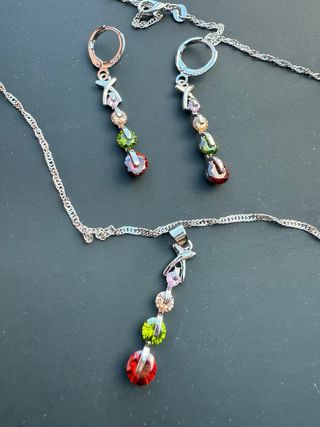 Conjunto Plata 925 y Circonitas Multicolor