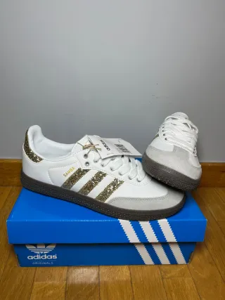 Adidas Samba OG Blancas y Doradas Talla 39