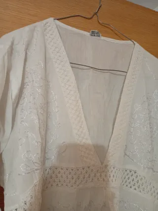 Blusa Vestido Ibicenco Blanco Talla Única