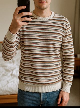 Jersey Springfield hombre M – rayas crudo y marrón