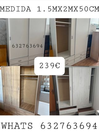 Armario 2 puertas correderas y 4 cajones
