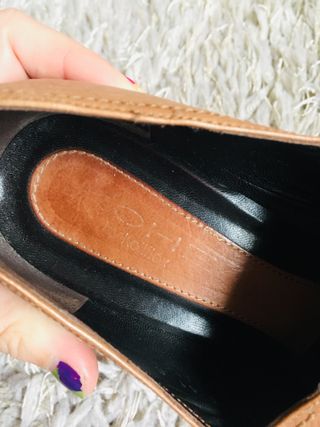 Zapatos cuña piel camel 40