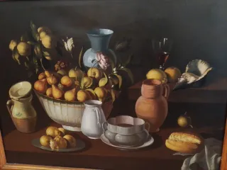 Antiguo cuadro bodegón óleo lienzo