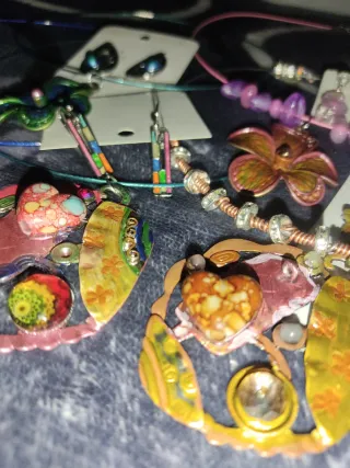 Conjunto Bisutería plata pintada Multicolor única