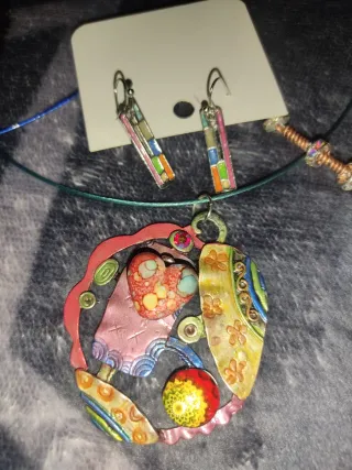 Conjunto Bisutería plata pintada Multicolor única