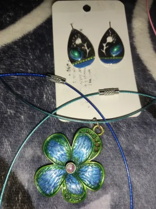 Conjunto Bisutería plata pintada Multicolor única