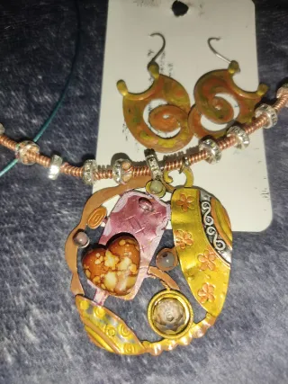 Conjunto Bisutería plata pintada Multicolor única